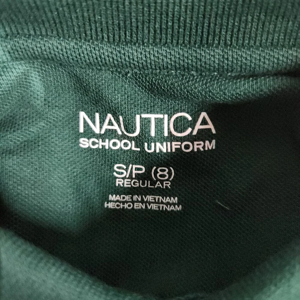Nautica School Uniform Youth Polo Shirt S 8 Regular Cotton Blend Green 153